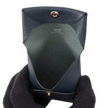 将图像加载到图库查看器中，HERMES Bastia Blue Indigo/Vert Amande Epsom
