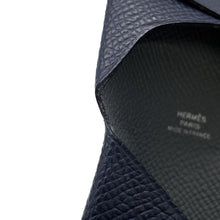将图像加载到图库查看器中，HERMES Bastia Blue Indigo/Vert Amande Epsom
