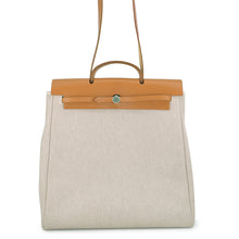 Load image into Gallery viewer, HERMES Herbag Ecru/Natural Toile H Vache Hunter Leather Size MM
