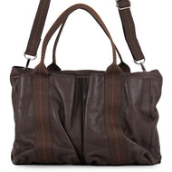 HERMES Caravan Horizontal Chocolat Derma Leather Size MM