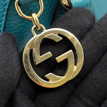将图像加载到图库查看器中，GUCCI Interlocking G 2WAY Bag Turquise Blue449661 Leather
