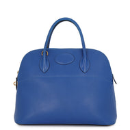 HERMES Bolide Blue Ardennes Leather Size 35