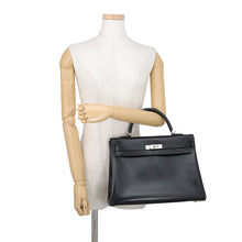将图像加载到图库查看器中，HERMES Kelly Retourne Black Box Calf Leather Size 35
