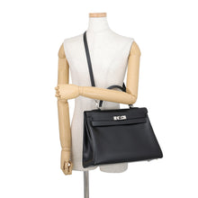 将图像加载到图库查看器中，HERMES Kelly Retourne Black Box Calf Leather Size 35
