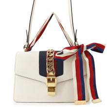 Load image into Gallery viewer, GUCCI Sylvie Shoulder Bag White/Navy/Red421882 Leather Canvas

