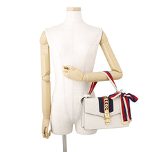 Load image into Gallery viewer, GUCCI Sylvie Shoulder Bag White/Navy/Red421882 Leather Canvas
