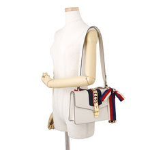 Load image into Gallery viewer, GUCCI Sylvie Shoulder Bag White/Navy/Red421882 Leather Canvas
