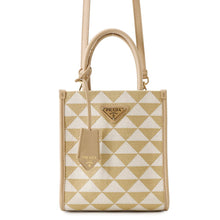 Load image into Gallery viewer, PRADA Symbol Embroidery 2-way Shoulder Bag Beige/White1BA355 Canvas Leather
