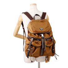 将图像加载到图库查看器中，PRADA Backpack Brown2VZ117 Nylon Leather
