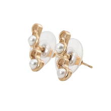 Load image into Gallery viewer, CHANEL COCO logo earrings Gold Metal Faux Pearl
