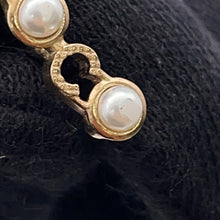 Load image into Gallery viewer, CHANEL COCO logo earrings Gold Metal Faux Pearl
