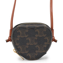 将图像加载到图库查看器中，CELINE Triomphe Heart Shoulder Pouch Tan PVC Leather
