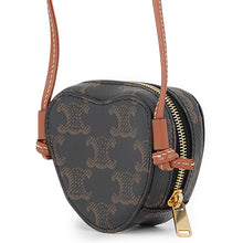 将图像加载到图库查看器中，CELINE Triomphe Heart Shoulder Pouch Tan PVC Leather
