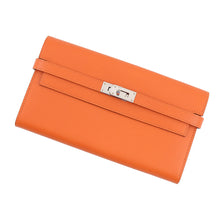 将图像加载到图库查看器中，HERMES Kelly wallet long Orange Epsom
