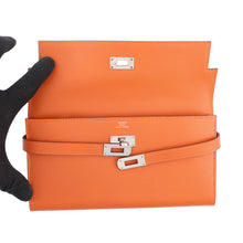 将图像加载到图库查看器中，HERMES Kelly wallet long Orange Epsom
