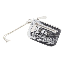将图像加载到图库查看器中，BALENCIAGA Le Cagol Coin Purse Graffiti Print White/Black776769 Leather
