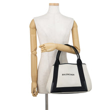 Load image into Gallery viewer, BALENCIAGA Navy Cabas Tote Bag Natural/Black339933 Canvas Size S
