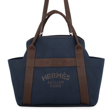 将图像加载到图库查看器中，HERMES Sucked Pansage Groom Navy/Feu Toile Chevrons Canvas
