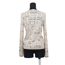 Load image into Gallery viewer, HERMES Cardigan, Cahiers du Corporteur print Size 34 Beige Pierre Histori Cashmere70% Silk30%
