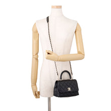 将图像加载到图库查看器中，CHANEL Coco Handle 2WAYHandbag BlackAS2215 Caviar Leather Size XXS
