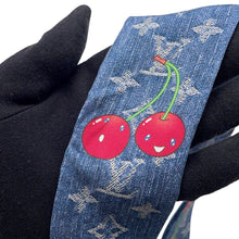 Load image into Gallery viewer, LOUIS VUITTON Bandeau LVx™ Monogram Denim Cherry Blue/RedM96390 Silk100%
