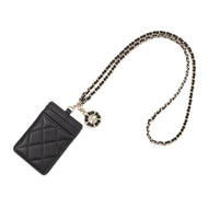 CHANEL Matelasse ChainShoulder Card Case BlackAP0711 Lambskin