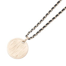 Load image into Gallery viewer, CHANEL CC Logo Rhinestone Round Coin Necklace Champagne Gold Metal Rhinestone
