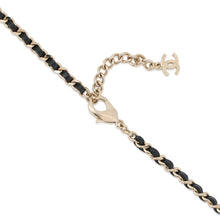 Load image into Gallery viewer, CHANEL CC Logo Rhinestone Round Coin Necklace Champagne Gold Metal Rhinestone
