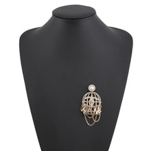 Load image into Gallery viewer, CHANEL CC Logo Birdcage Motif Brooch Gold Metal Faux Pearl Rhinestone
