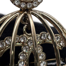Load image into Gallery viewer, CHANEL CC Logo Birdcage Motif Brooch Gold Metal Faux Pearl Rhinestone
