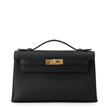 将图像加载到图库查看器中，HERMES PochetteKelly Black Swift Leather
