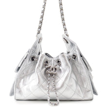 Load image into Gallery viewer, CHANEL CHANEL25 ChainShoulder Bag Silver Metallic Calf Leather Skin
