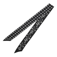 Load image into Gallery viewer, CHANEL CHANEL Twilly Black/White Silk100%
