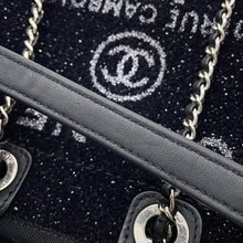 Load image into Gallery viewer, CHANEL Deauville Shopping Tote Black Canvas Leather Size Mini
