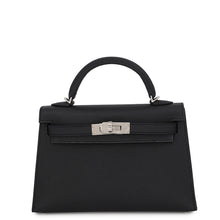 将图像加载到图库查看器中，HERMES Mini Kelly 2 Black Epsom
