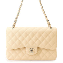 Load image into Gallery viewer, CHANEL Matelasse W Flap ChainShoulder Bag BeigeA58600 Caviar Leather Size 30
