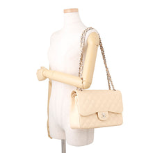Load image into Gallery viewer, CHANEL Matelasse W Flap ChainShoulder Bag BeigeA58600 Caviar Leather Size 30
