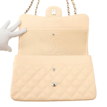 Load image into Gallery viewer, CHANEL Matelasse W Flap ChainShoulder Bag BeigeA58600 Caviar Leather Size 30
