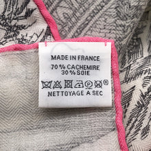 Load image into Gallery viewer, HERMES Giant Square Nouvelle Cité Cavallière Size 140 White/Grease/Rose Cashmere Silk
