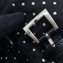 Load image into Gallery viewer, PRADA Triangle Logo Studded Shoulder Bag Black1BD382 Nylon
