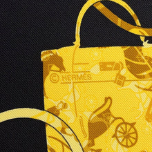 Load image into Gallery viewer, HERMES Carre Kelly・Kelly en Caleche Size 65 Black/Gold Silk100%
