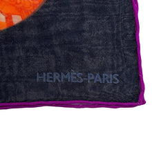 将图像加载到图库查看器中，HERMES Silk Muslin Long Stole Borduk Black/Orange/Multicolor Silk100%
