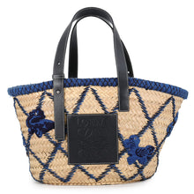 Load image into Gallery viewer, LOEWE William De Morgan Collaboration Animal Basket Bag Natural/Blue/Navy Raffia Leather Size Large
