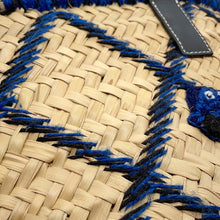 Load image into Gallery viewer, LOEWE William De Morgan Collaboration Animal Basket Bag Natural/Blue/Navy Raffia Leather Size Large
