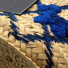 Load image into Gallery viewer, LOEWE William De Morgan Collaboration Animal Basket Bag Natural/Blue/Navy Raffia Leather Size Large
