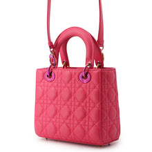将图像加载到图库查看器中，Dior Lady Dior Canage Warm FuchsiaM05314NEE_M15F Lambskin Size Small
