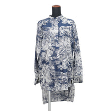 将图像加载到图库查看器中，Dior DIORIVIERA Toile de Jouy Collarless Long-Sleeve Shirt Size 38 Blue/White221B54A3846 Cotton100%
