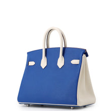 将图像加载到图库查看器中，HERMES Birkin SPO Blue France/White Chevre Myzore Goatskin Size 25
