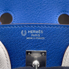 将图像加载到图库查看器中，HERMES Birkin SPO Blue France/White Chevre Myzore Goatskin Size 25
