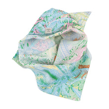 将图像加载到图库查看器中，HERMES Petit H Furoshiki Fauve Le Tropical Blue/Vert/JauneSoufre Silk100% Size PM
